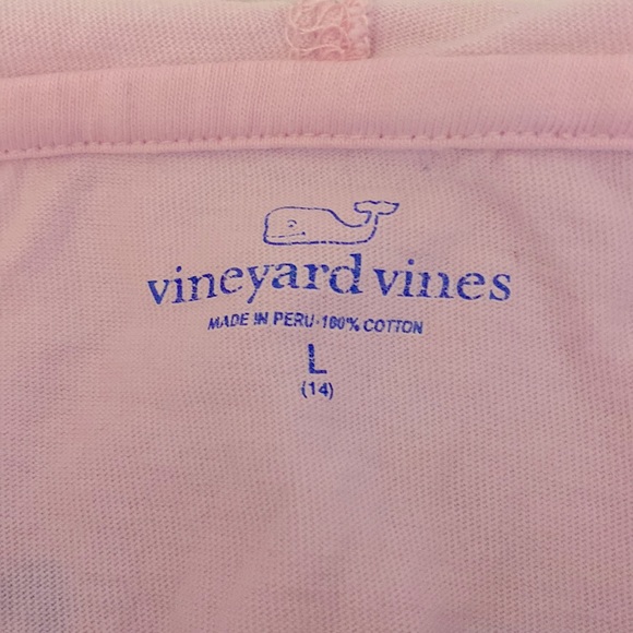 Kids long sleeve hodded vineyard vines shirt pink and navy - Picture 3 of 3